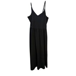 Athleta Black Maxi‎ Dress With Adjustable Straps & Side Pockets Womens Size M
